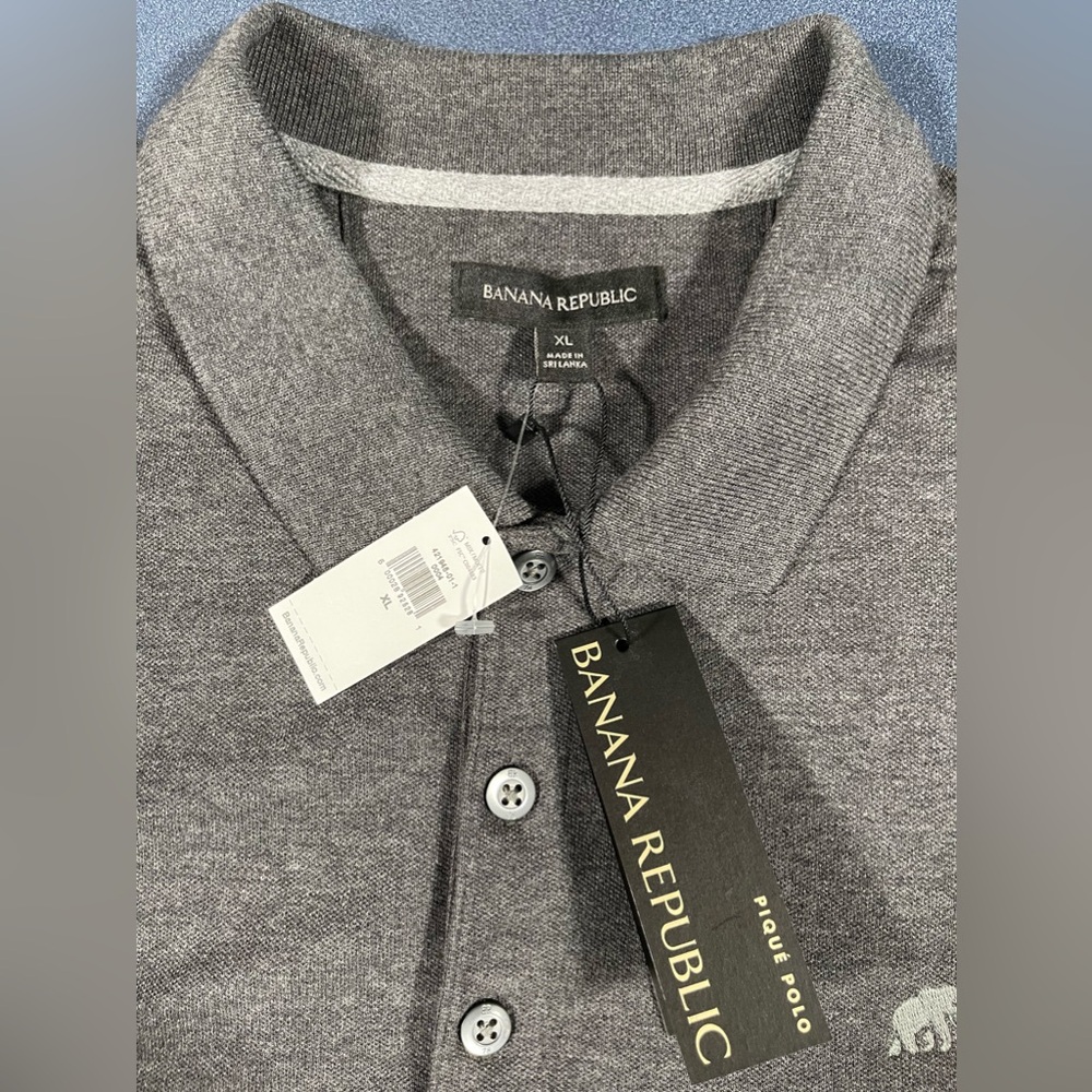 Banana Republic Polo Dark Charcoal Grey XL NWT - Picture 4 of 8